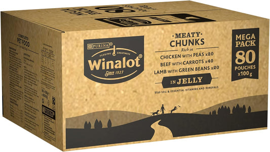 Winalot Perfect Portions Wet Dog Food Meaty Chunks in Jelly 80 x 100g