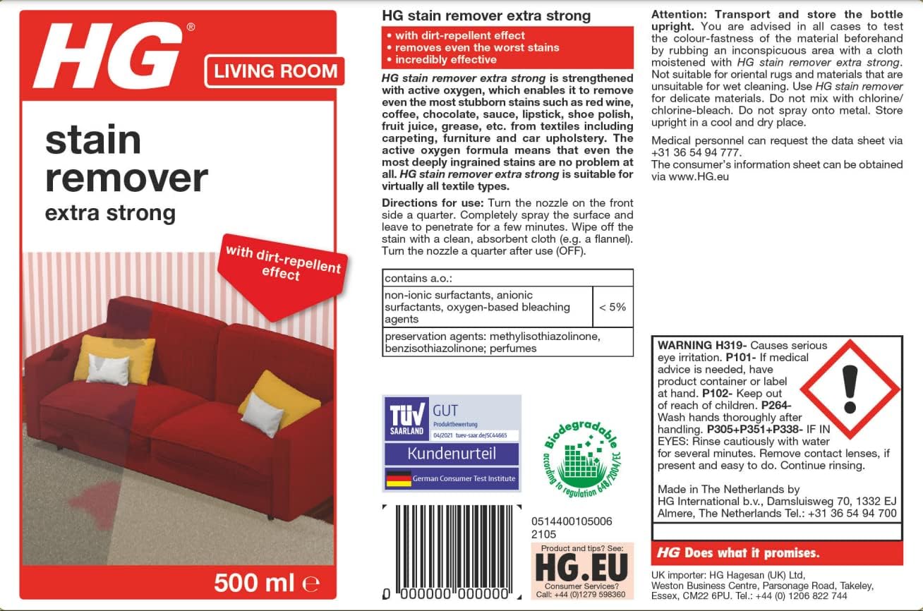 HG Stain Remover Extra Strong Version {94} 500ml Carpets & Upholstery