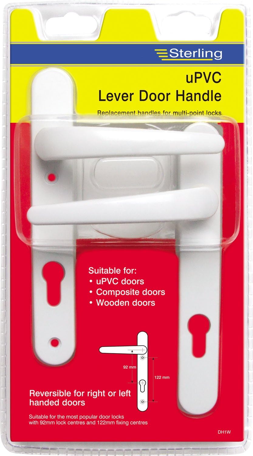 Sterling UPVC Lever Door Handles | 92mm | 2 Key Hole | White | DH1W