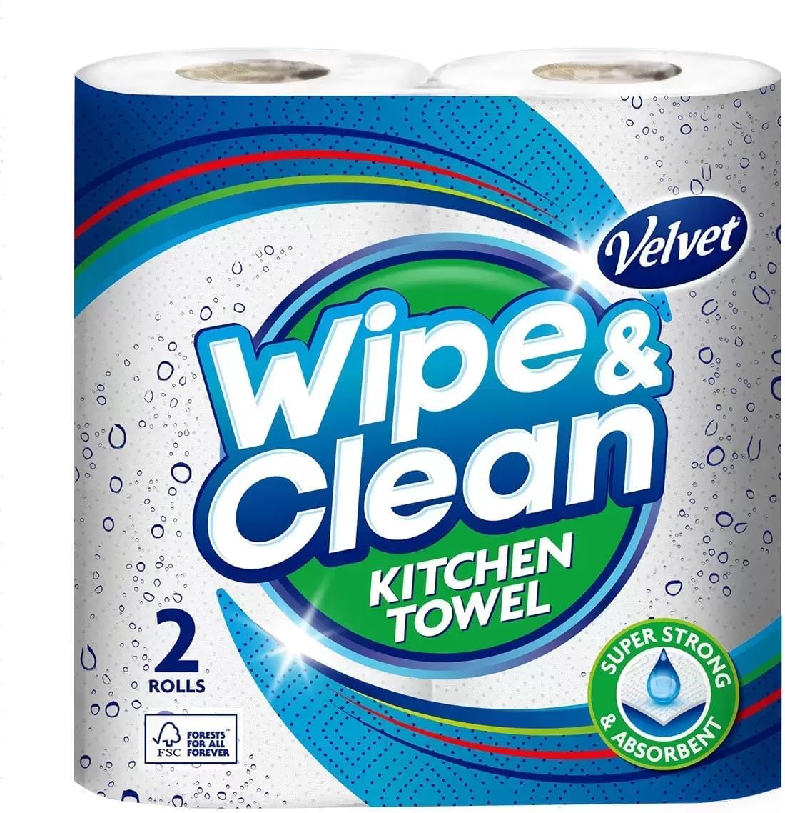 Velvet Wipe & Clean Kitchen Roll Towel Twin Pack