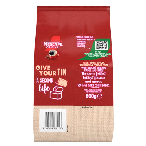 Nescafe 600g Eco Refill for 750g or 1kg Tins (Makes approx 333 cups)
