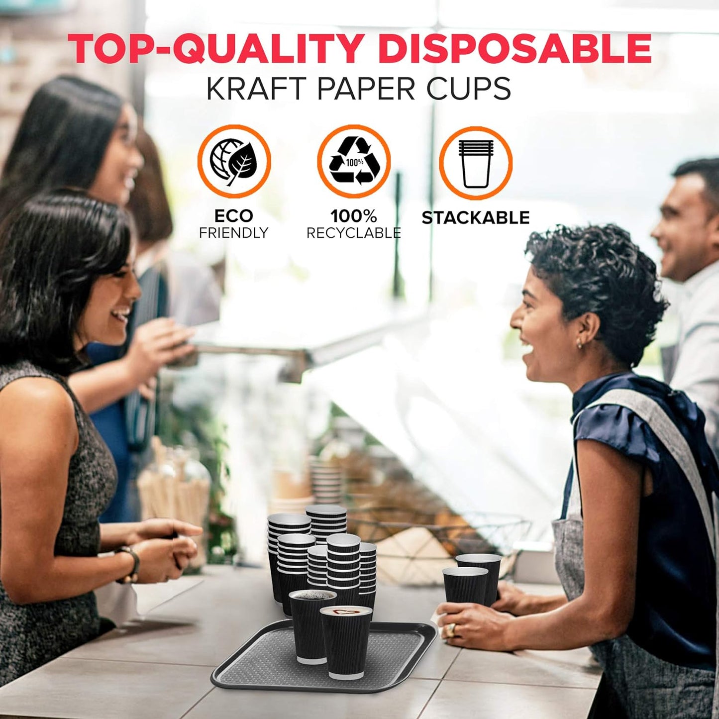 Belgravia 12oz/35cl Triple Walled Black Ripple Paper Cups - NWT FM SOLUTIONS