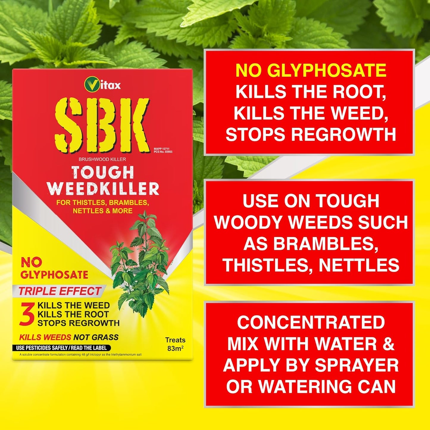 Vitax SBK Tough Weedkiller, Kills Down To The Roots 250ml