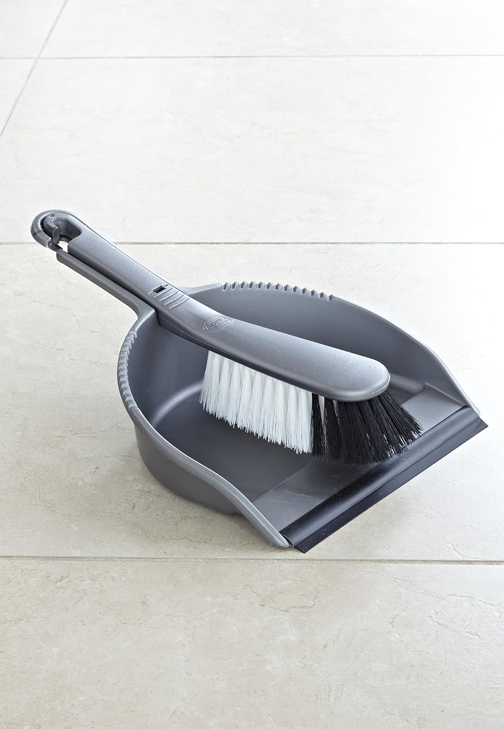 Addis Housewares Dustpan And Soft Brush Set, Metallic Silver