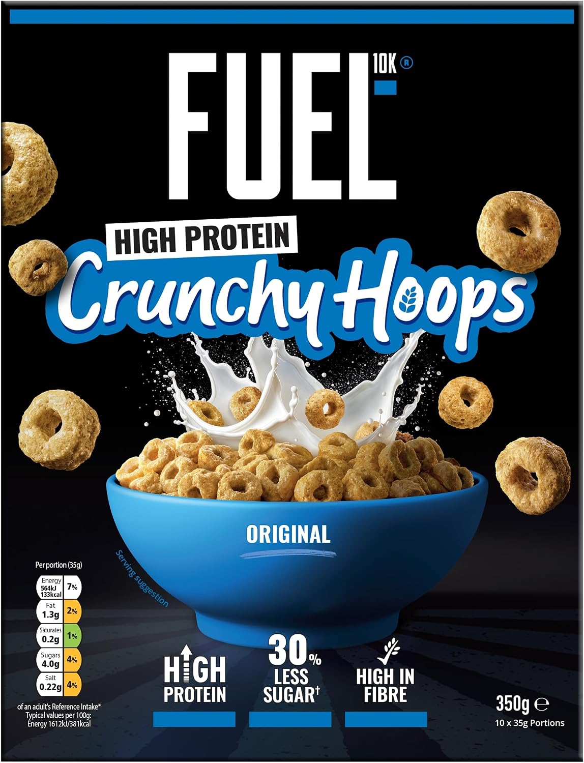 FUEL10K Original Crunch Multigrain Hoops Breakfast Cereal, 350 g