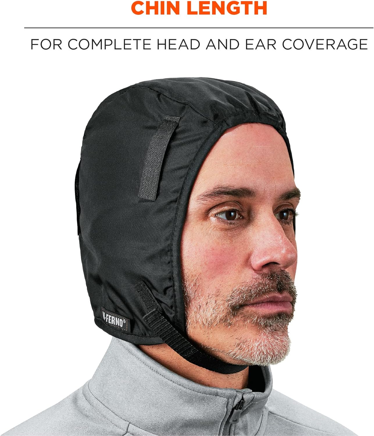 Winter Hard Hat Liner, Thermal Fleece Lining, Chin Length, Black