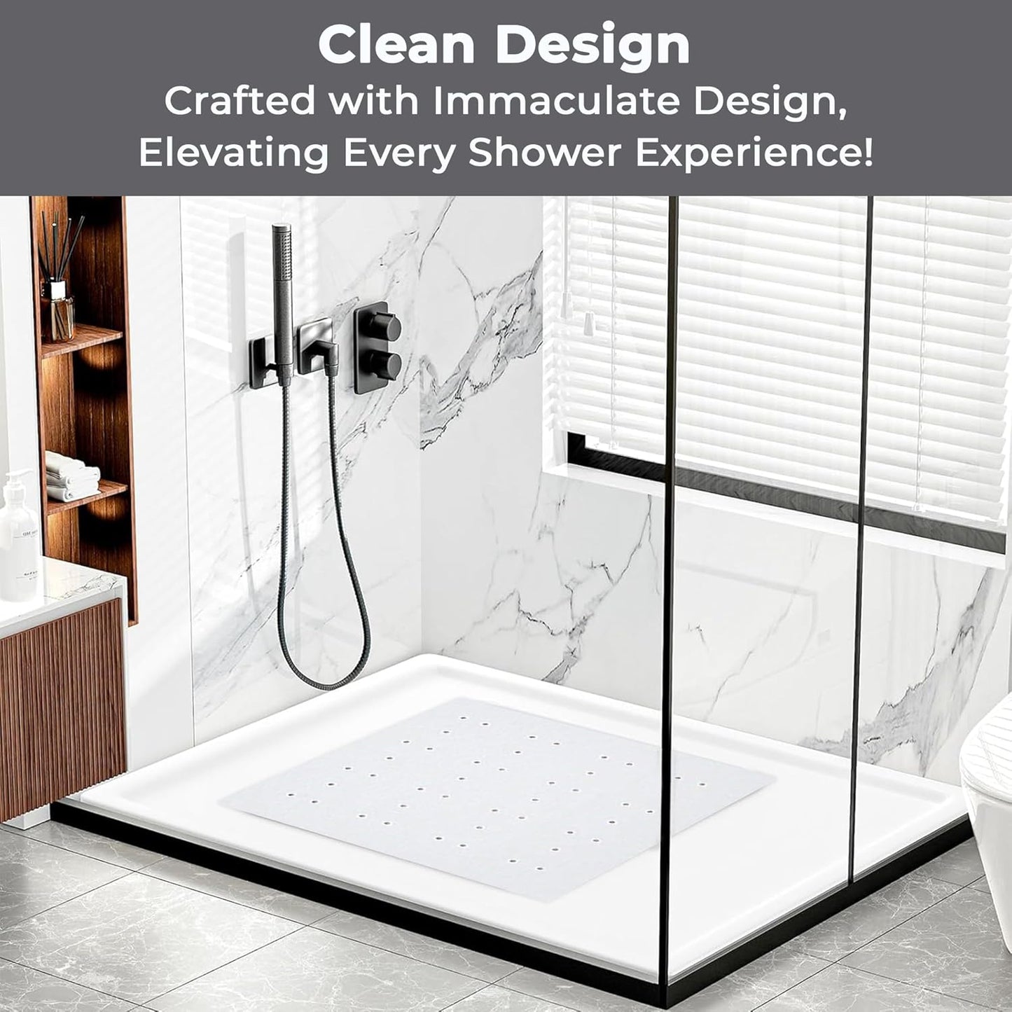 Blue Canyon Nonslip Antibacterial Rubber Shower Mats 53X53 Cm White