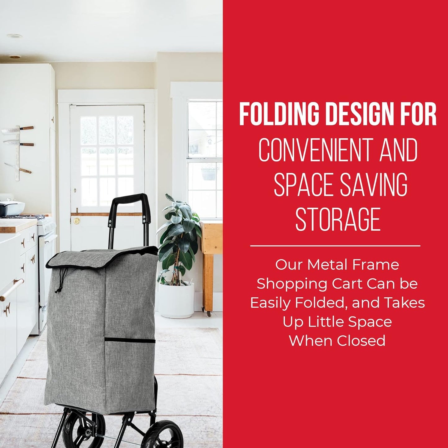 Marino Grey Shopping Trolley on Wheels | 45L Capacity | Foldable