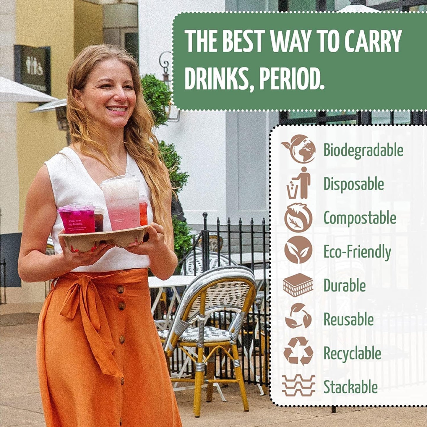 Belgravia Disposables Moulded Pulp 4 Cup Carrier x 180s {Biodegradable & Recyclable}