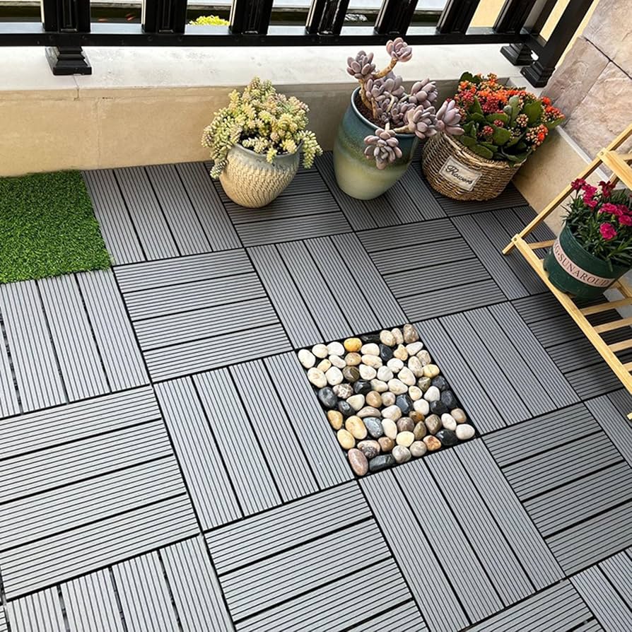Eco Garden Clip Lock Deck Tile | Graphite Grey | 30x30cm | 6 Tiles Per Pack