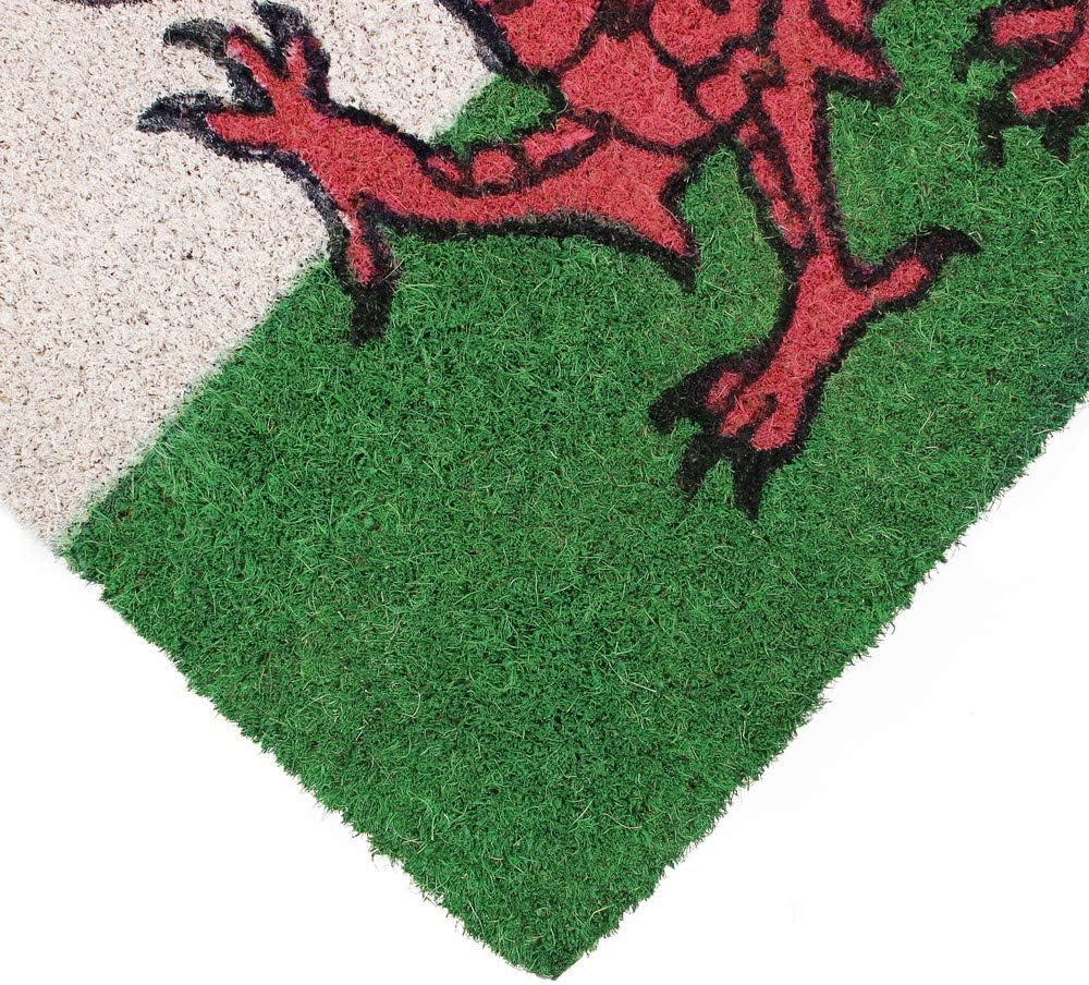 JVL Cymru Welsh Dragon Wales Welcome Coir Coconut Door Mat 30 X 60Cm Home Caravan Office