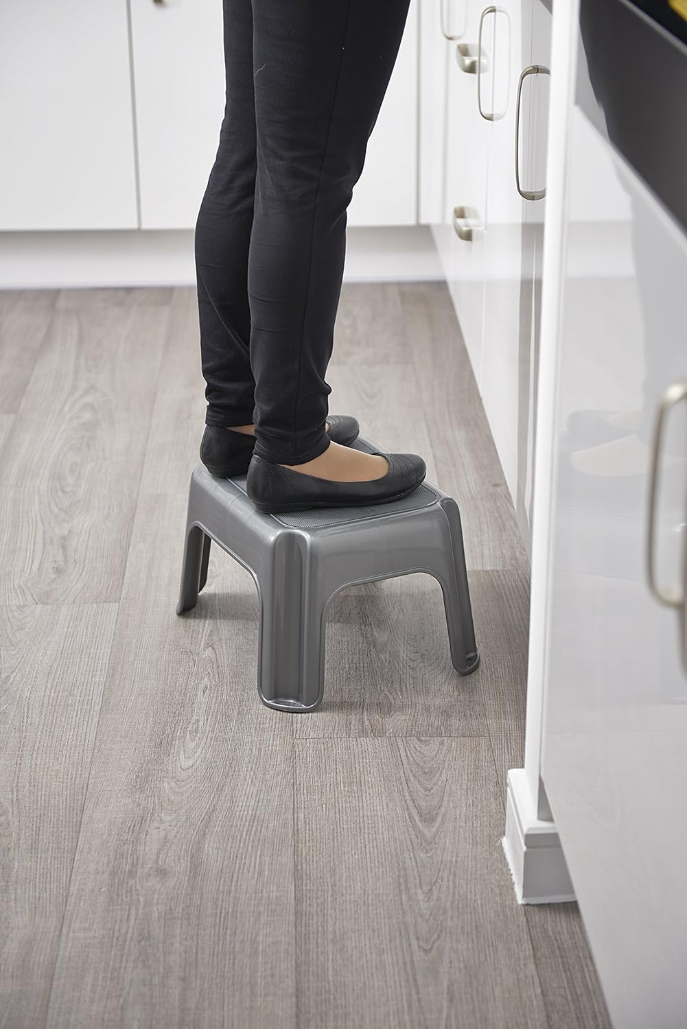 Addis Step Stool Metallic Grey - NWT FM SOLUTIONS