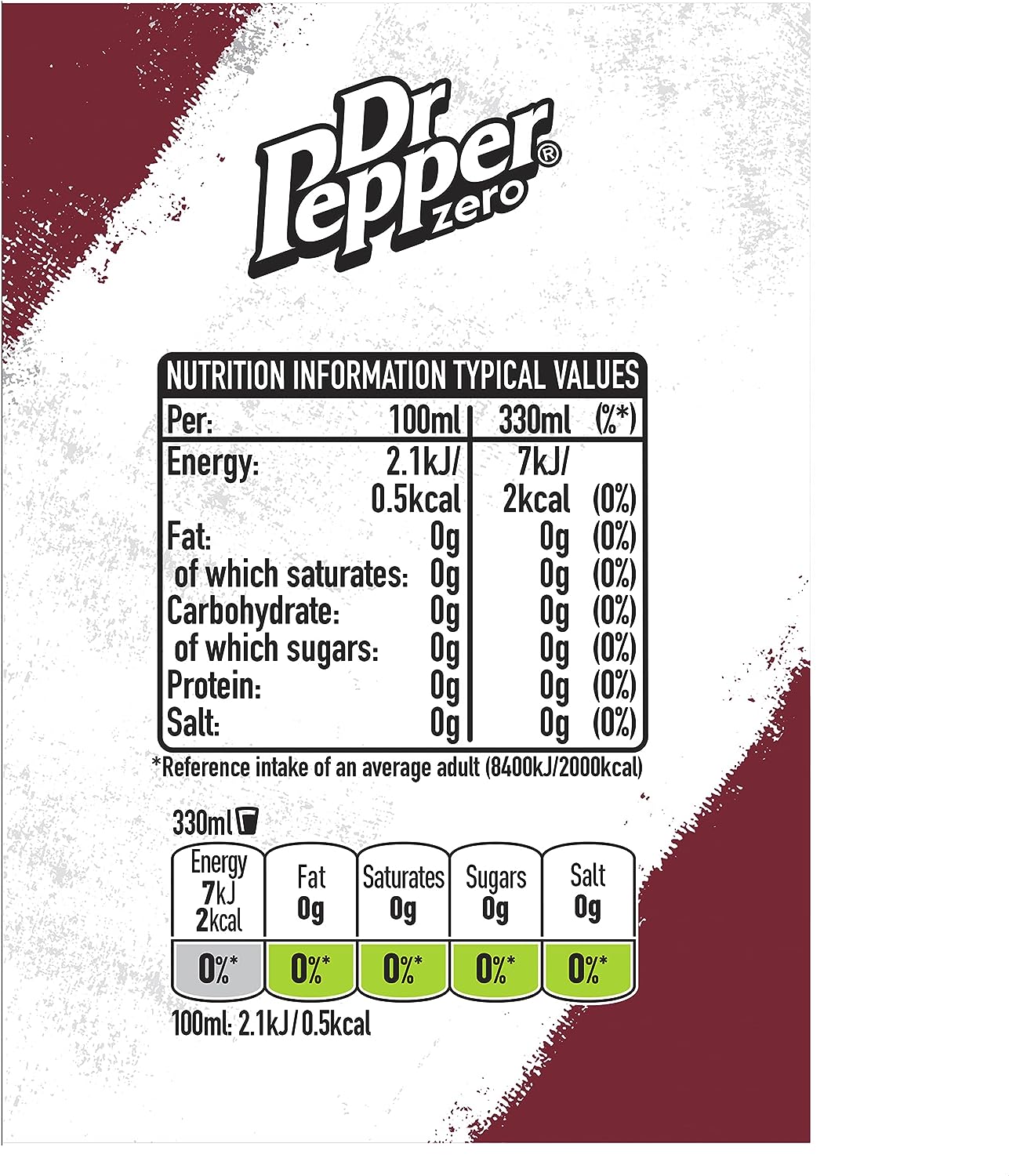 Dr Pepper Zero Cans 24x330ml