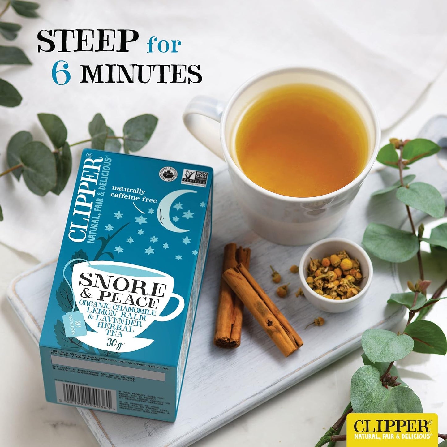 Clipper 'Snore & Peace' Organic Chamomile, Lemon Balm & Lavender Envelopes 20's