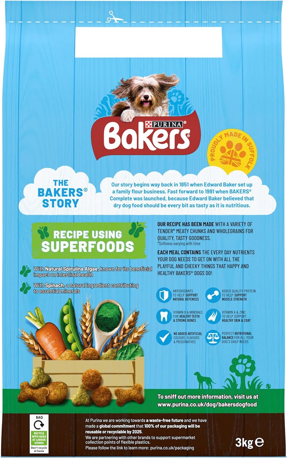 Bakers Adult Dry Dog Food Beef and Veg 3kg