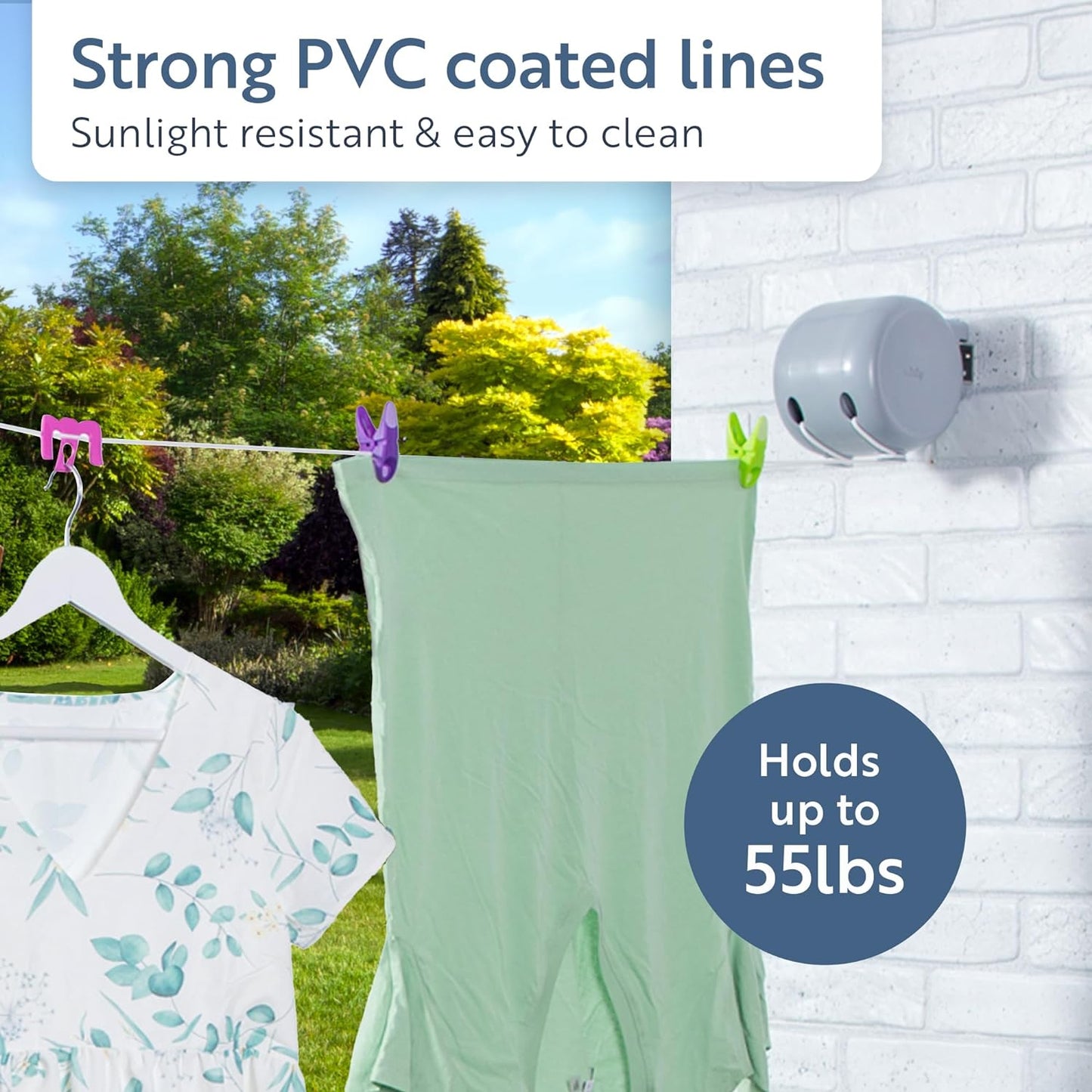 Minky Double Retractable Washing Line | Grey Branded | 2 X 15m/95ft Drying Space
