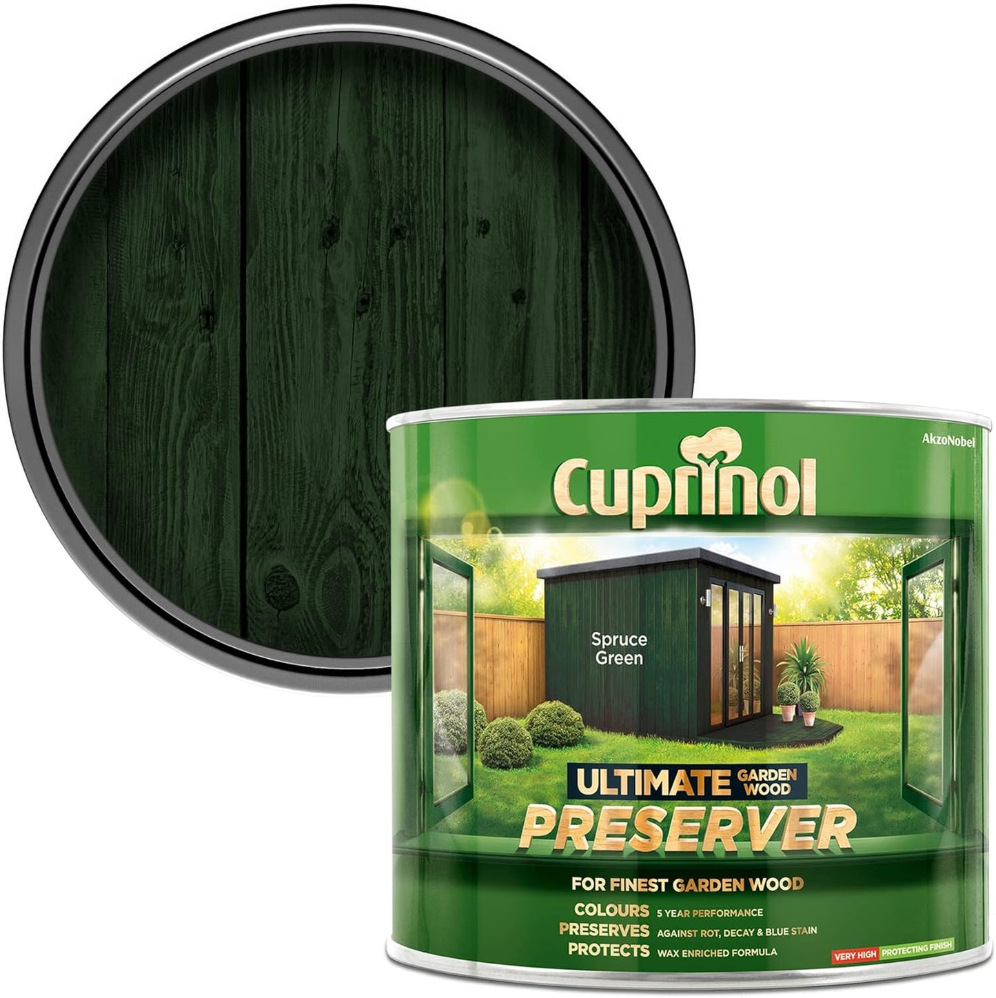 Cuprinol Ultimate Garden Wood Preserver | Wax Enriched Formula | Spruce Green 1L
