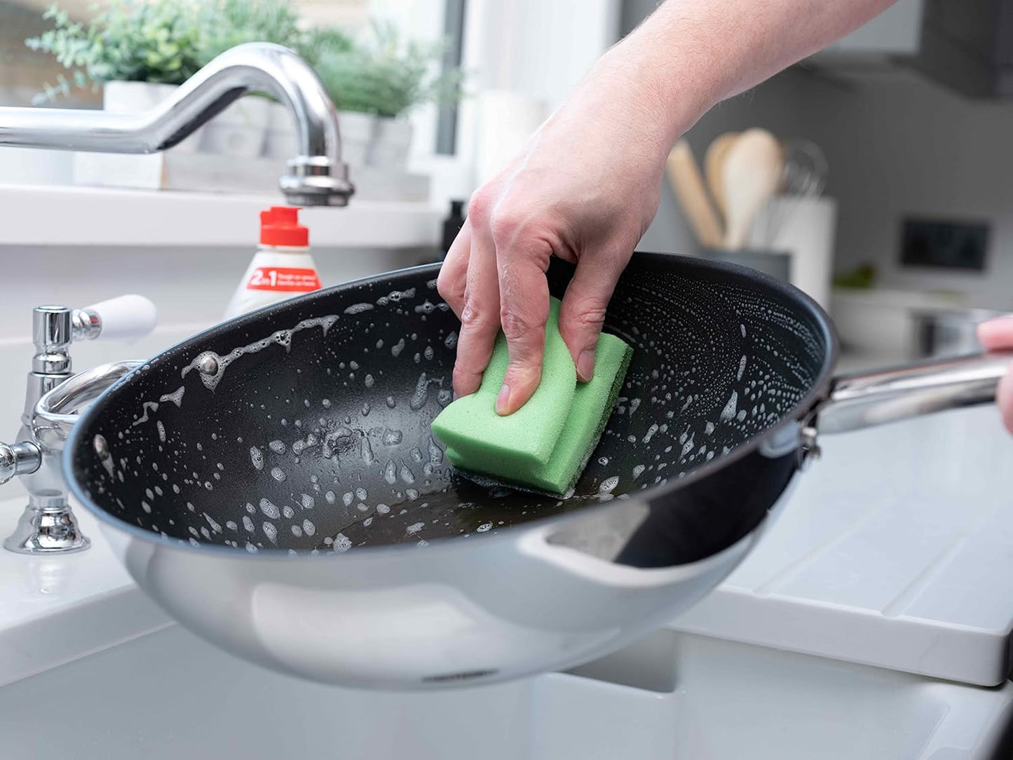Addis Fairy Originals Non Scratch General Dual Sponge Scourer With Crystals, Pack Of 2, Green