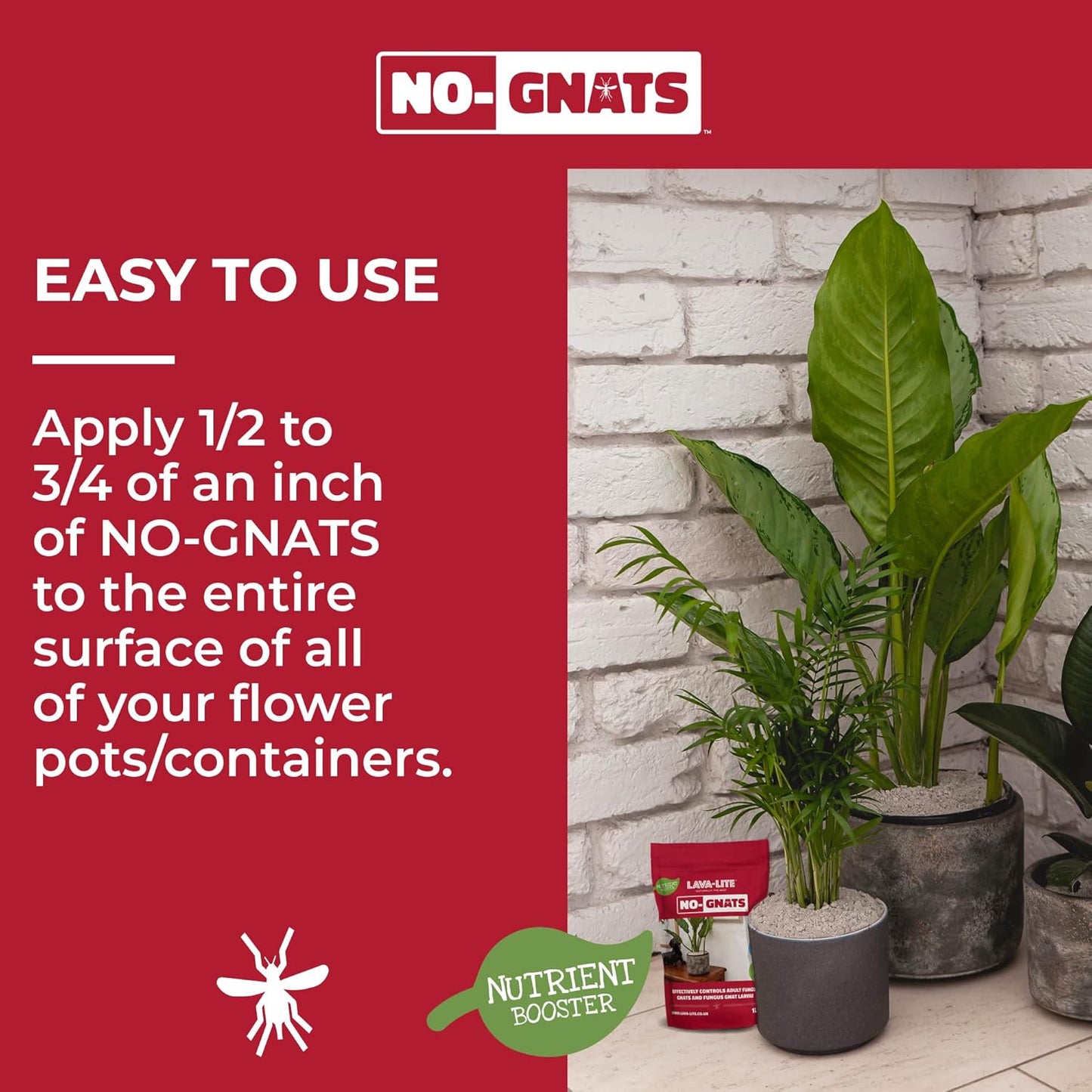 Lava-Lite No Gnats | Original Natural Fungus Gnat Killer for Houseplants, Soil & Compost | Child & Pet Safe | Cost Effective, Chemical Free Pest Control.