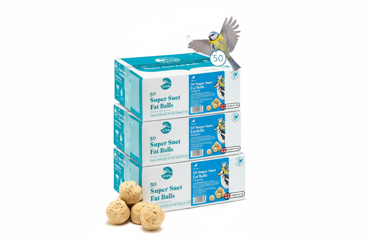 RSPB - Fat Balls for Wild Birds | High Energy Suet Balls | Made in the UK | 1 x 50 Box