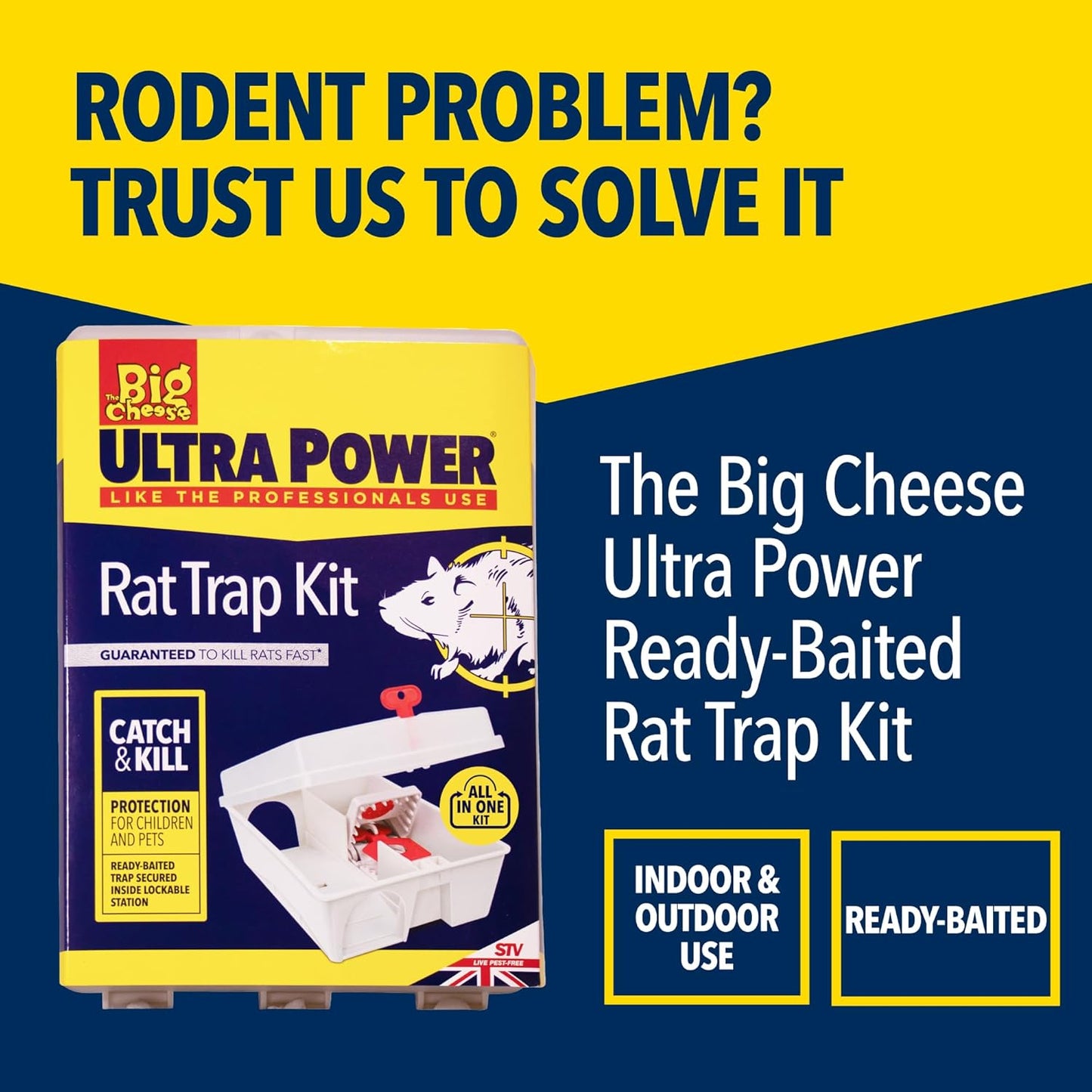 The Big Cheese Ultra Power Ready-Baited Rat Trap Kit | All-In-One Set | Reusable
