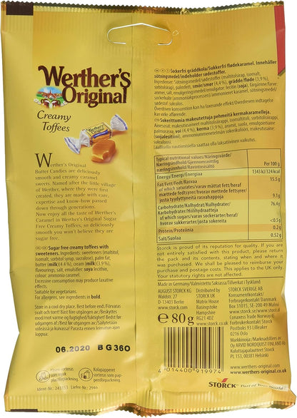 Werther's Original Sugar Free Creamy Toffees 80g