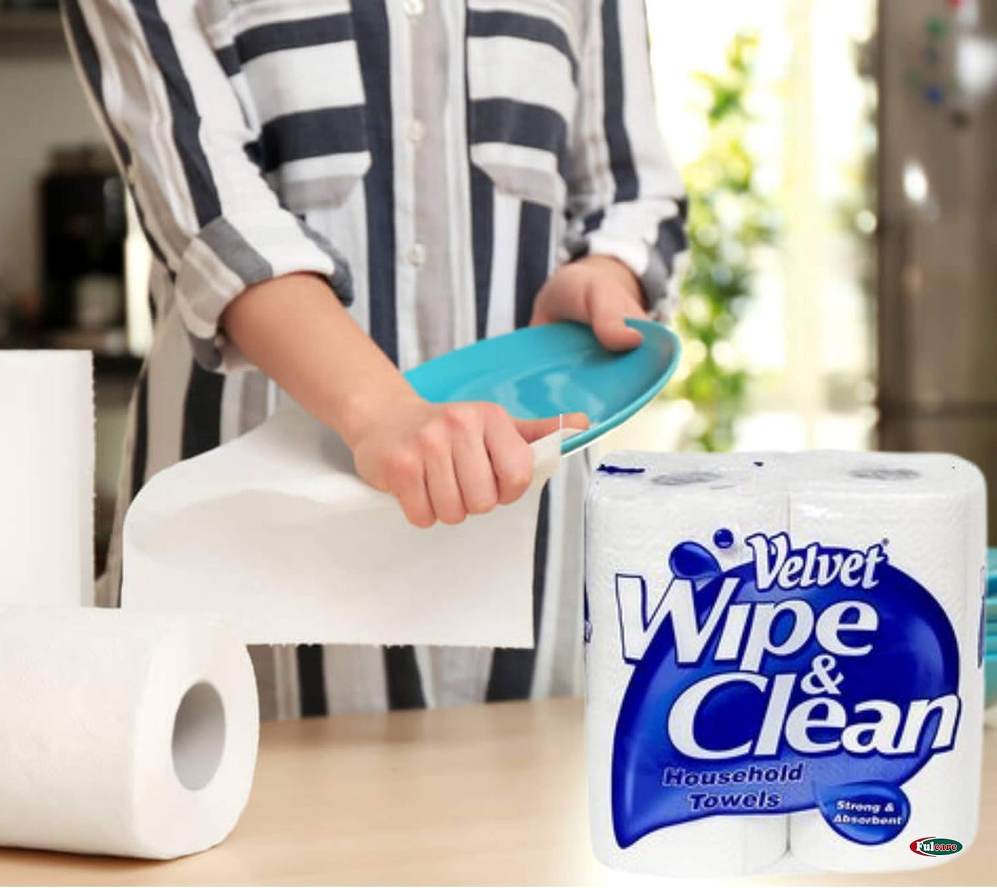Velvet Wipe & Clean Kitchen Roll Towel Twin Pack