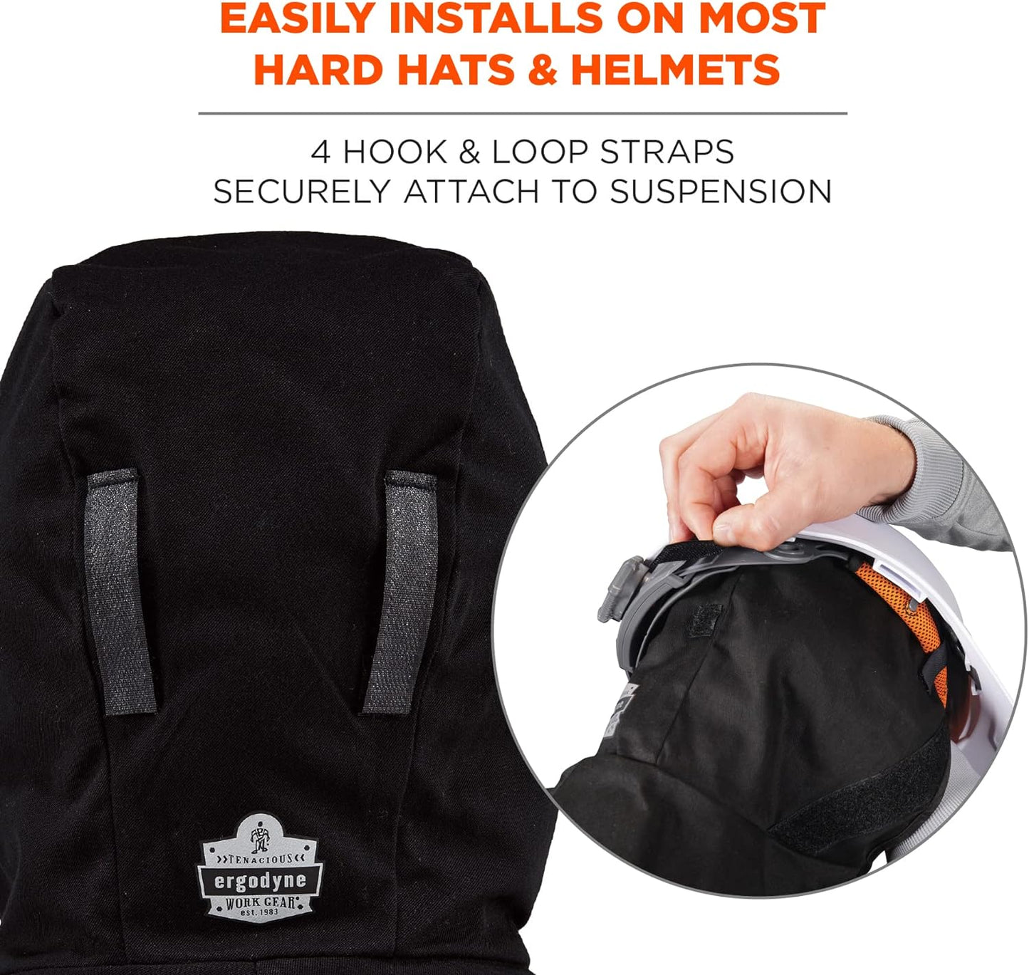 Winter Hard Hat Liner, Thermal Fleece Lining, Chin Length, Black