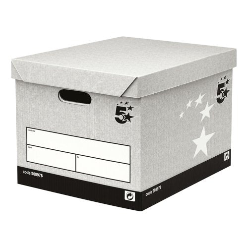 5 Star Storage Box and Lid Self-Assembly 336x391x285mm (Pack of 10) 908978 908978