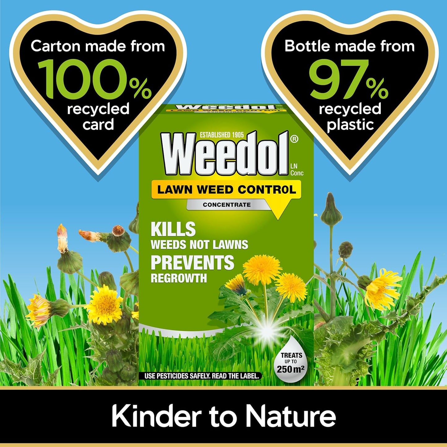 Weedol Lawn Weedkiller | Highly Concentrated | Kills Weeds Not Lawns | 1 Litre