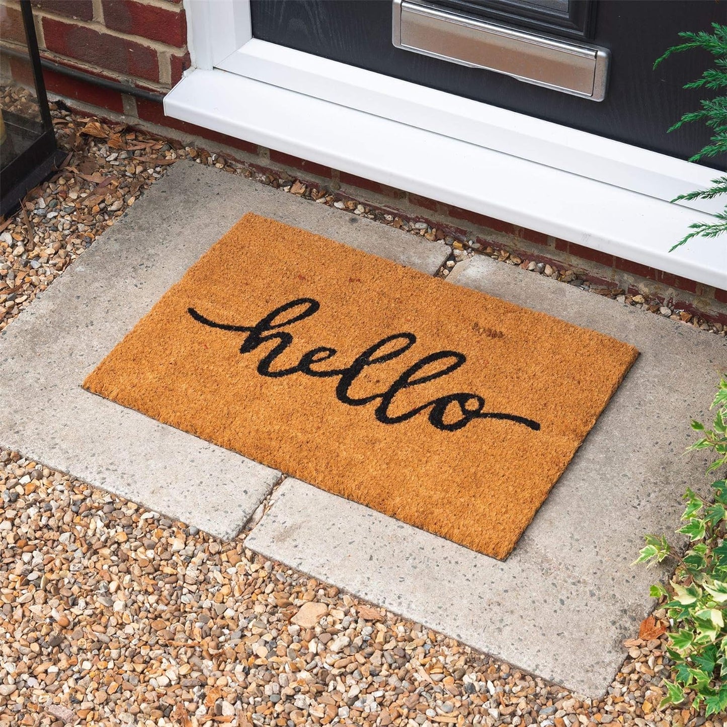 Fixtures Hello 33.5x60cm PVC Backed Coir Door Mat