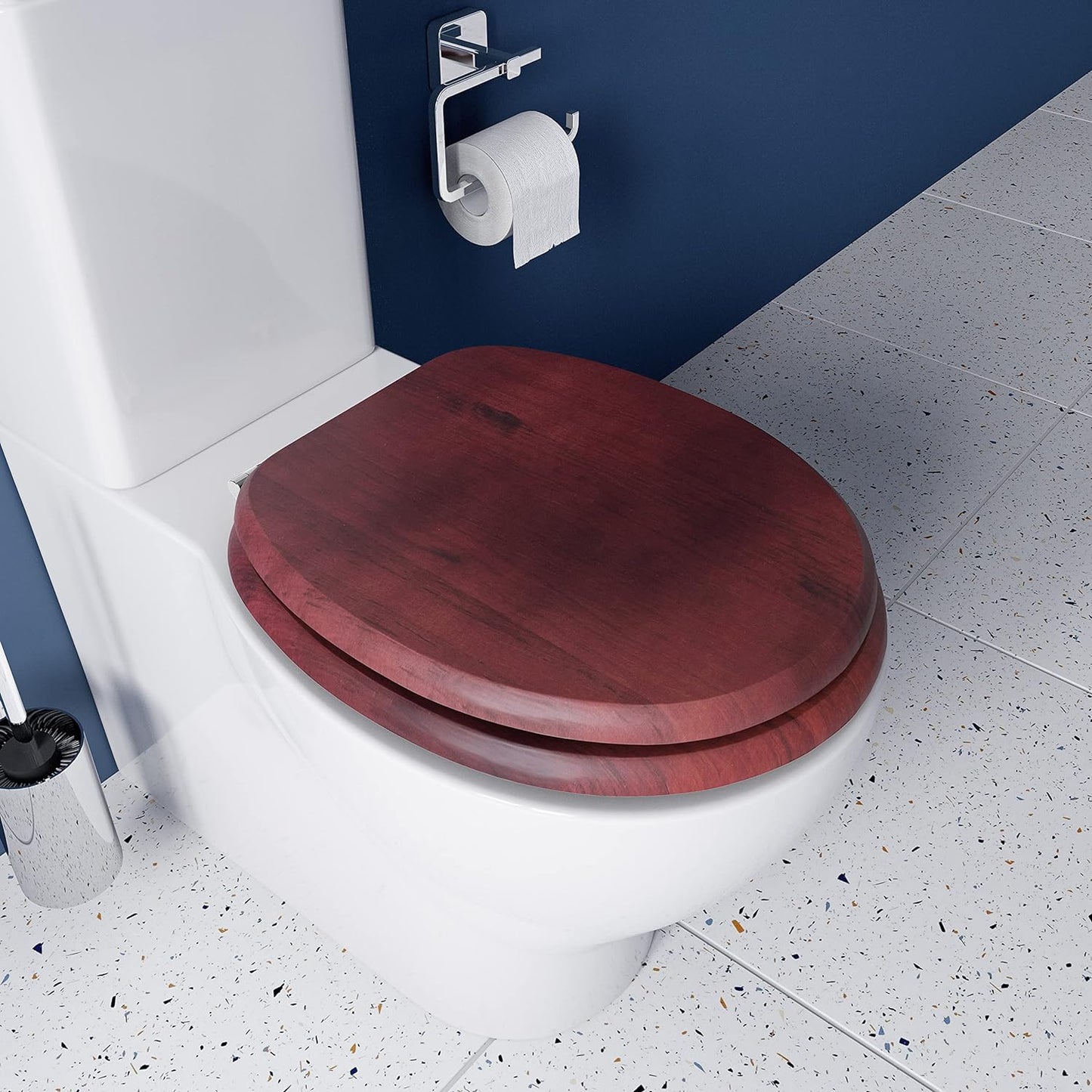 Mahogany & Chrome Toilet Seat