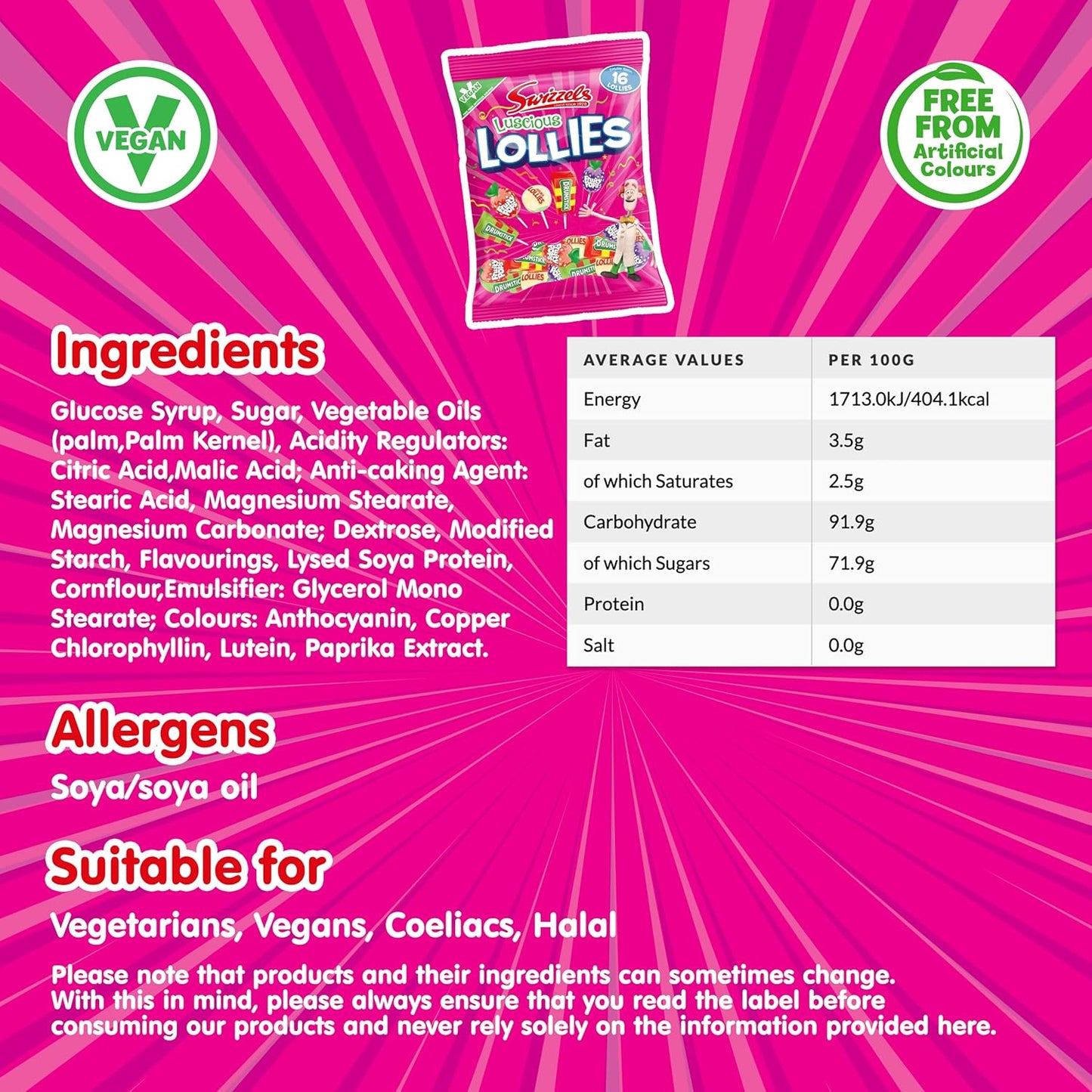 Swizzels Luscious Lollies Variety Pack 176g | Aproximately 16 in each Bag