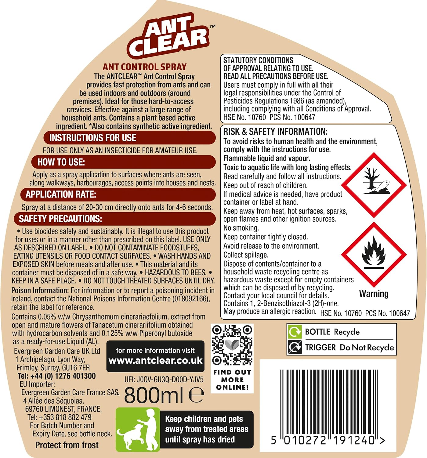Antclear Ant Control 800ml Trigger Spray