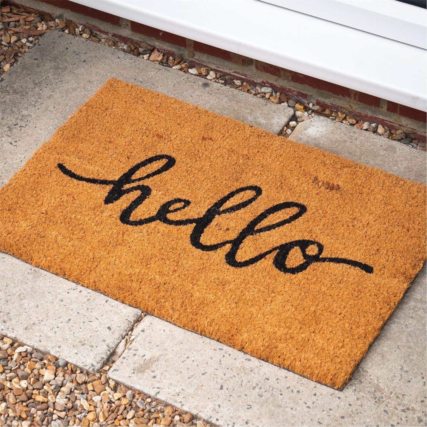 Fixtures Hello 33.5x60cm PVC Backed Coir Door Mat