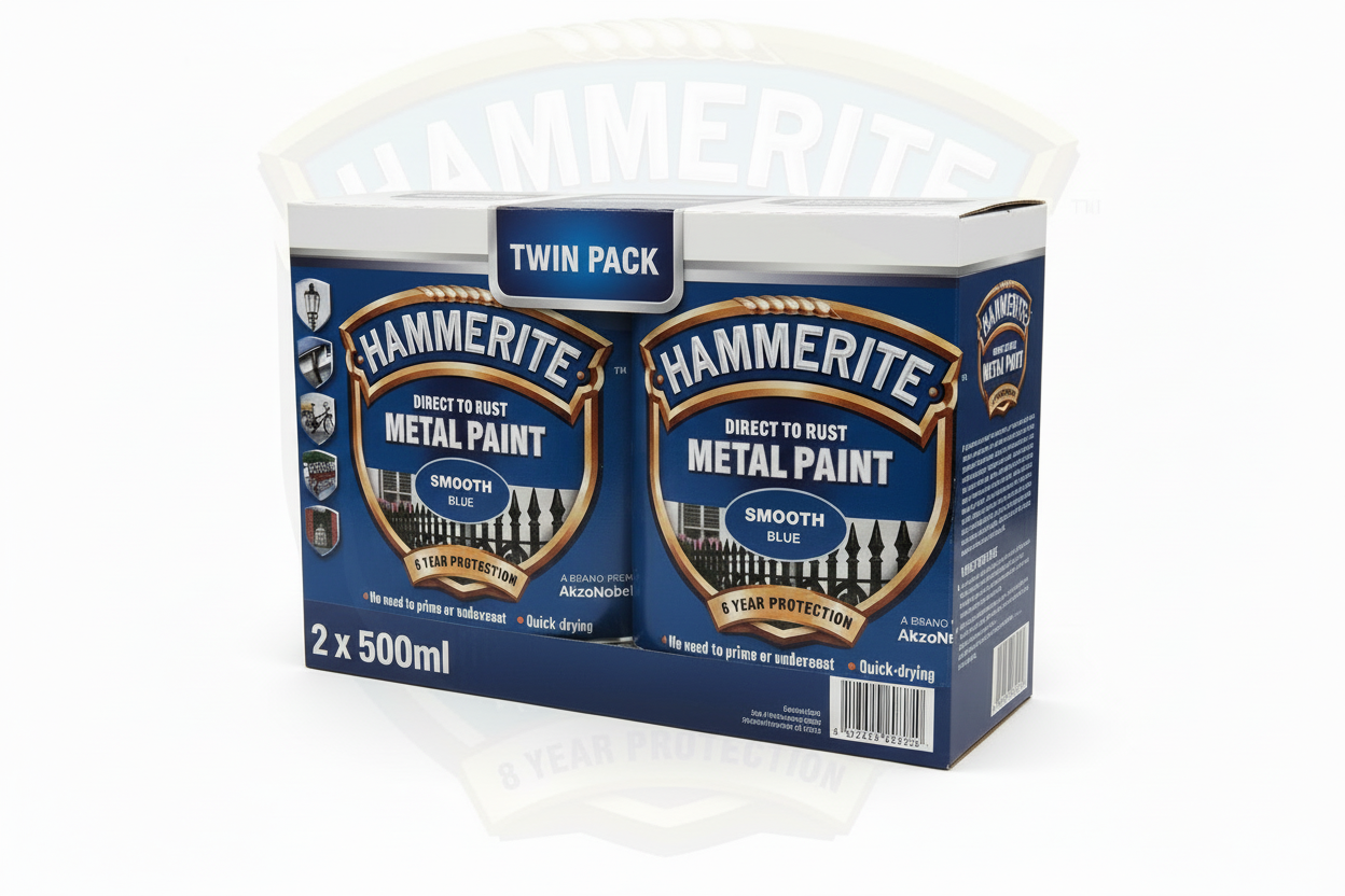 Hammerite 5084884 Direct To Rust Metal Paint - Smooth Blue Finish 250Ml