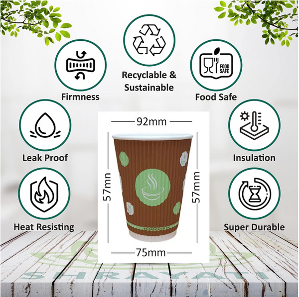 Belgravia 12oz Biodegradable Ripple Cups 25's (Reduced to clear)