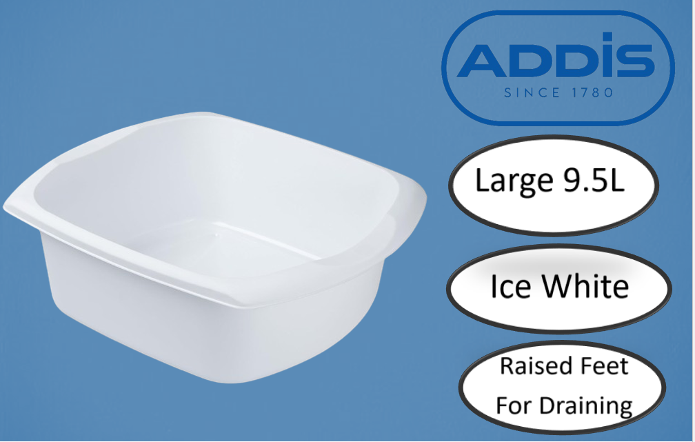 Addis Large Rectangular Washing Up Bowl 9.5 litre White - NWT FM SOLUTIONS