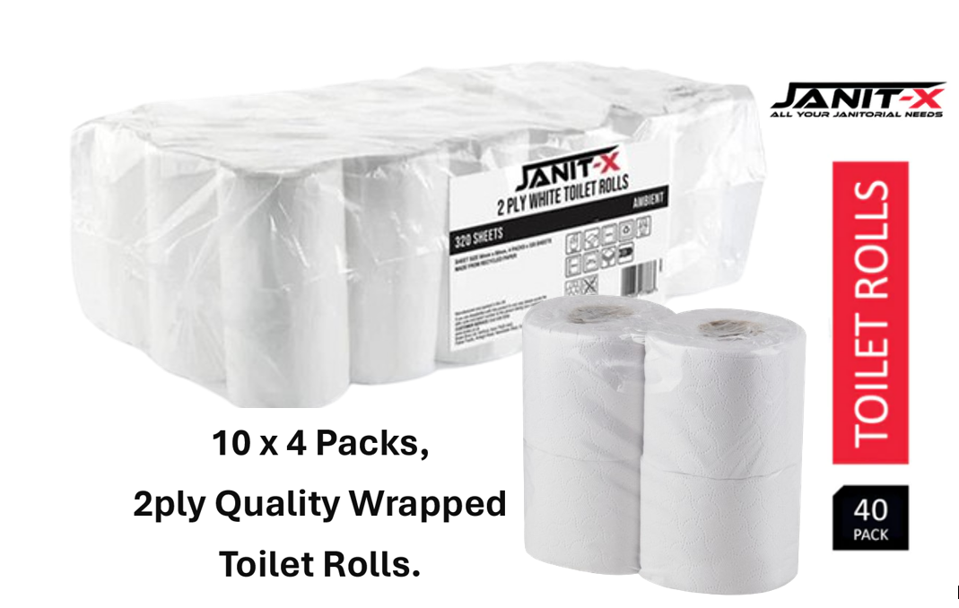 Janit-X Toilet Roll 2ply 320 Sheets XL Pack of 40's {10 x 4 Pack}