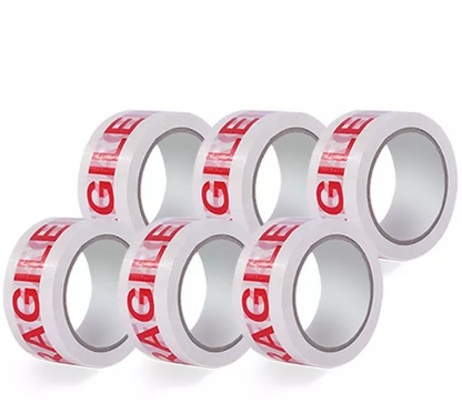Fragile White & Red Packaging Tape Rolls 48mmx66m