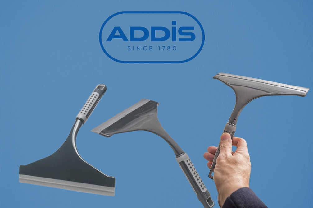 Addis ComfiGrip Shower Screen & Window Squeegee In Metallic and Graphite.