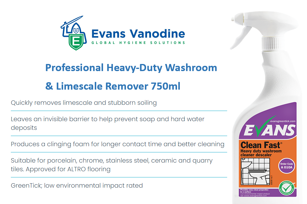 Evans Vanodine Clean Fast Washroom Cleaner 750ml - NWT FM SOLUTIONS