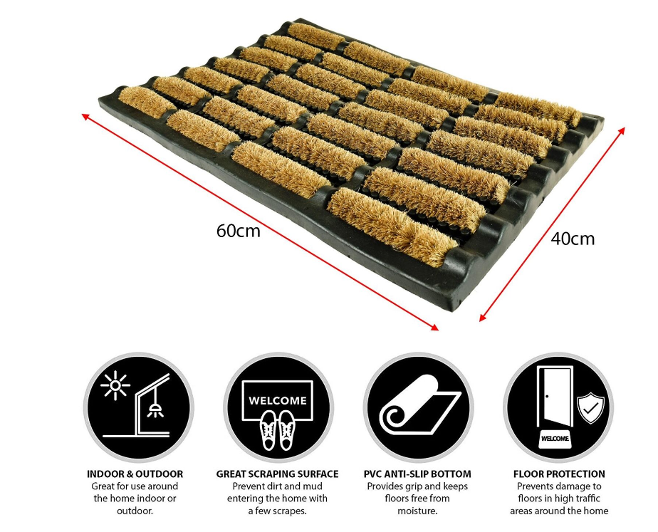 Fixtures Heavy Duty 40x60cm Coir Door Mat