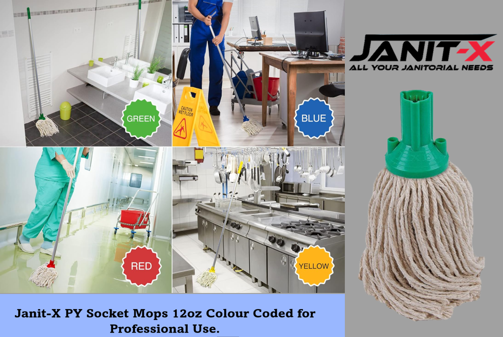 Janit-X PY Smooth Socket Mop 12oz Green (Pack of 10) 101869G - NWT FM SOLUTIONS