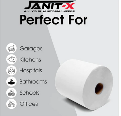 Janit-X 2-Ply 100% Recycled Centrefeed Roll 150m White (Pack of 6) CHSA Accredited