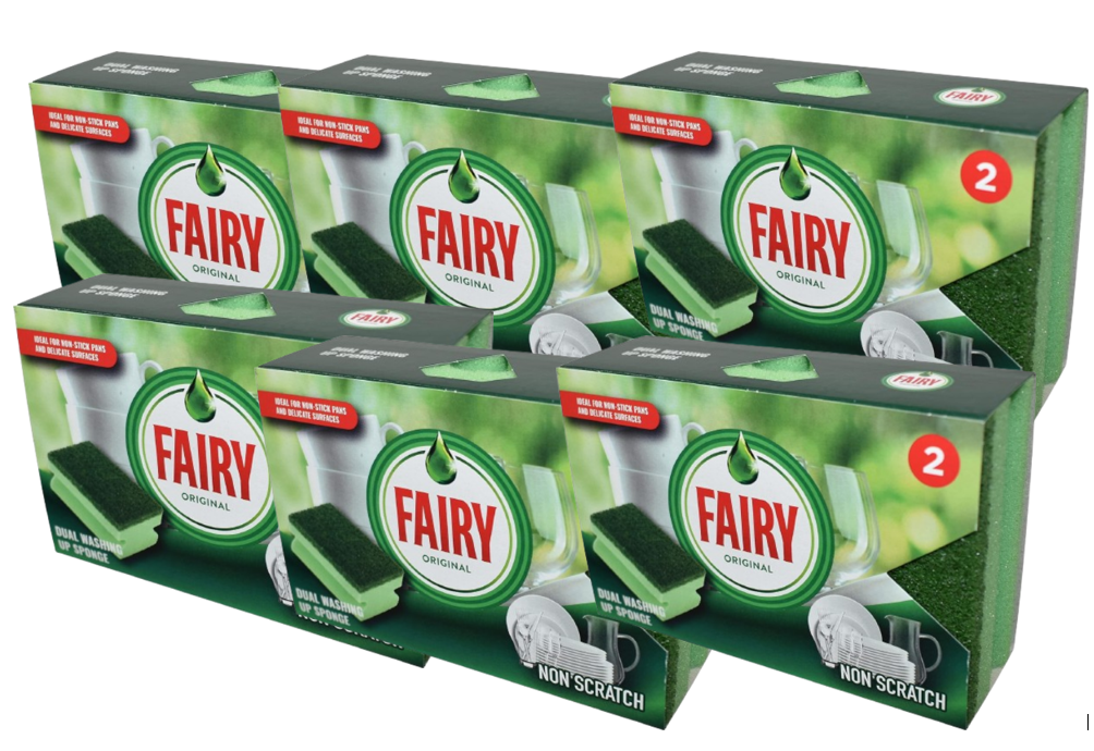 Addis Fairy Originals Non Scratch General Dual Sponge Scourer With Crystals, Pack Of 2, Green
