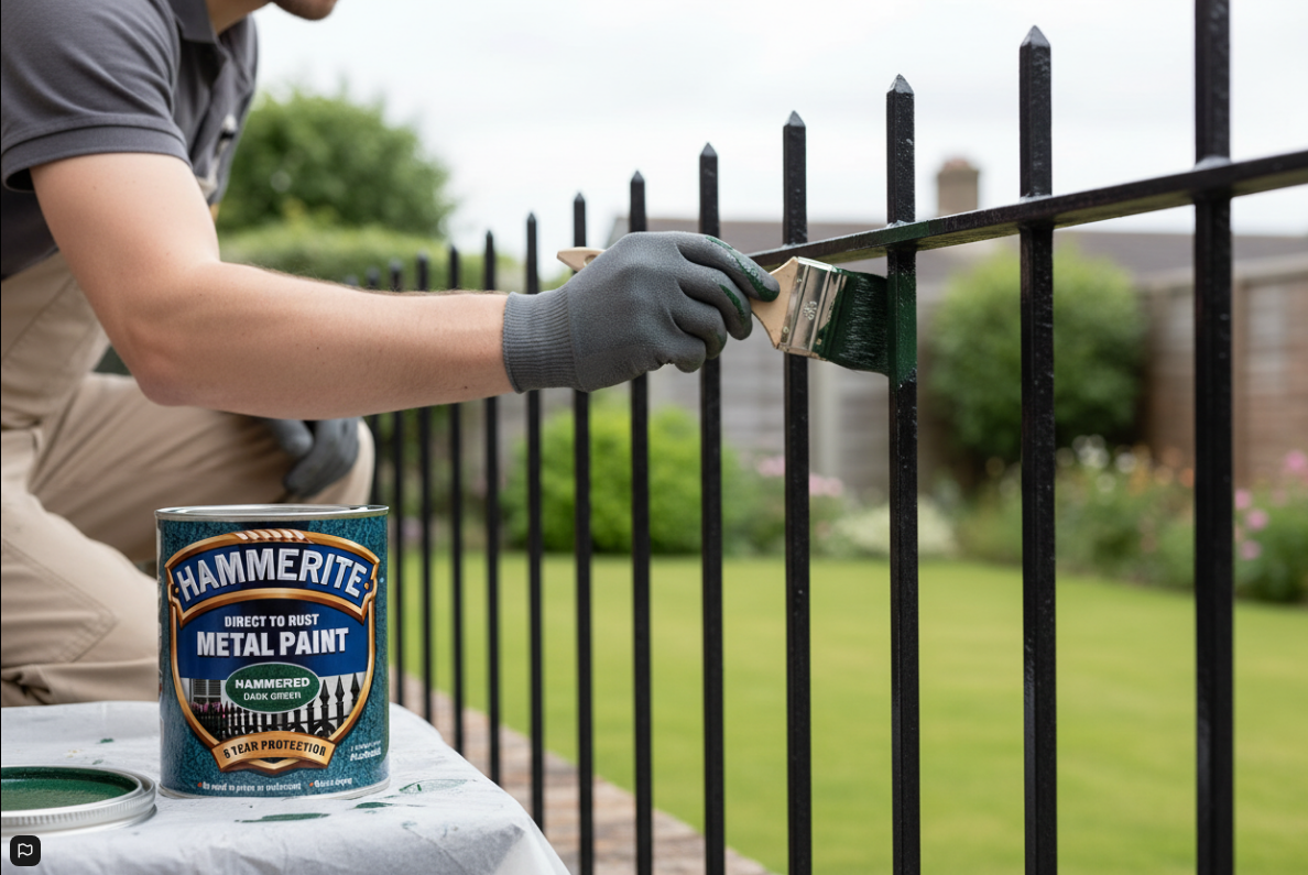 Hammerite Direct To Rust Metal Paint | Hammered Dark Green Finish 250ml