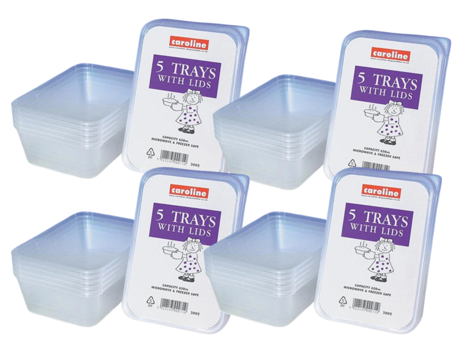 Caroline Plastic Tub With Lid 5pk x 650ml.