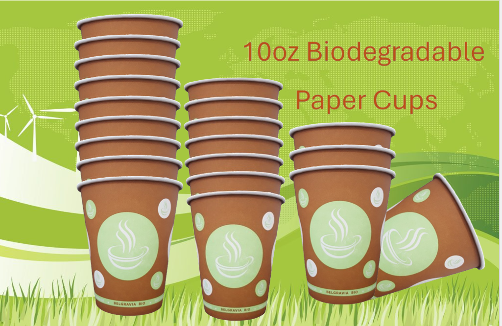 10oz Belgravia Biodegradable & Compostable Single Walled Paper Cups - NWT FM SOLUTIONS
