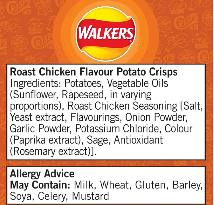 Walkers Crisps Roast Chicken Pack 32's